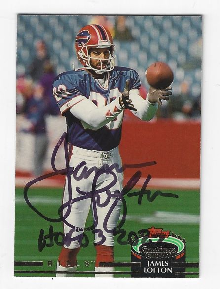 Autographed James Lofton Buffalo Bills 1992 Topps Stadium Club card #385