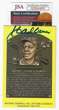 Autographed HANK AARON Hall of Fame Gold Plaque JSA