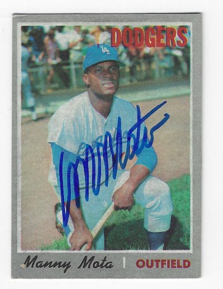 Autographed MANNY MOTA Los Angeles Dodgers 1970 Topps Card