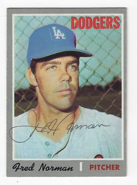 Autographed FRED NORMAN Los Angeles Dodgers 1970 Topps card