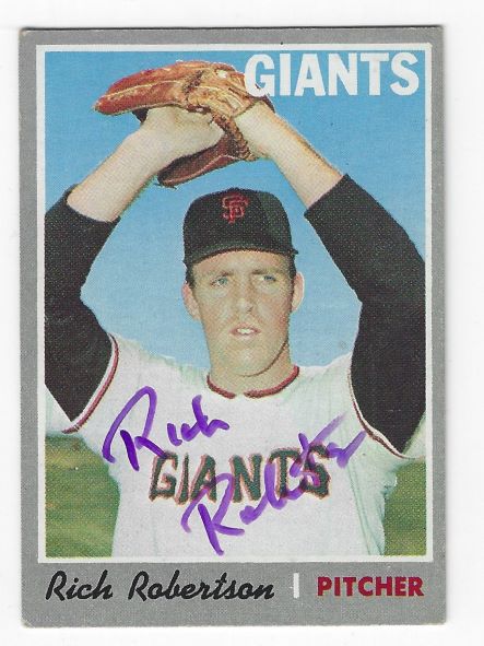 Autographed RICH ROBERTSON San Francisco Giants 1970 Topps Card