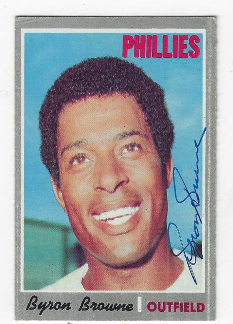 Autographed BYRON BROWNE Philadelphia Phillies 1970 Topps Card