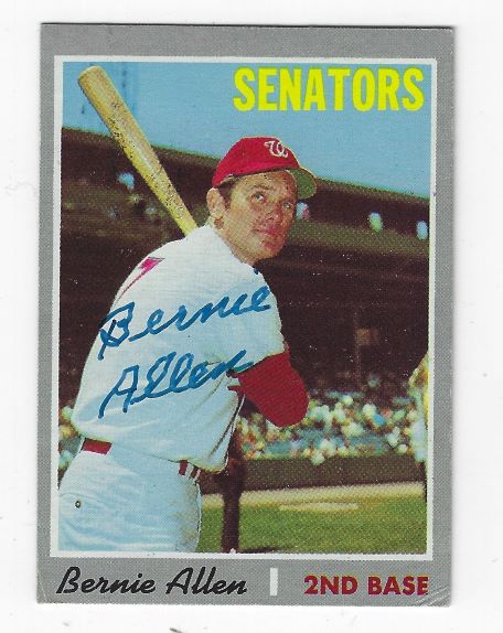 Autographed BERNIE ALLEN Washington Senators 1970 Topps Card