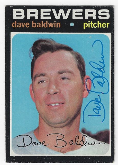 Autographed DAVE BALDWIN Milwaukee Brewers 1971 Topps Card