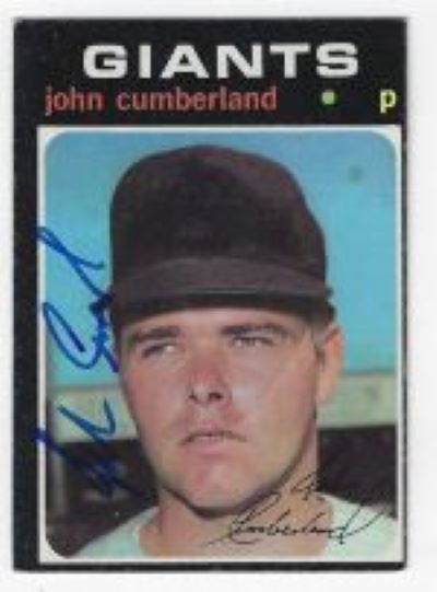Autographed JOHN CUMBERLAND San Francisco Giants 1971 Topps Card