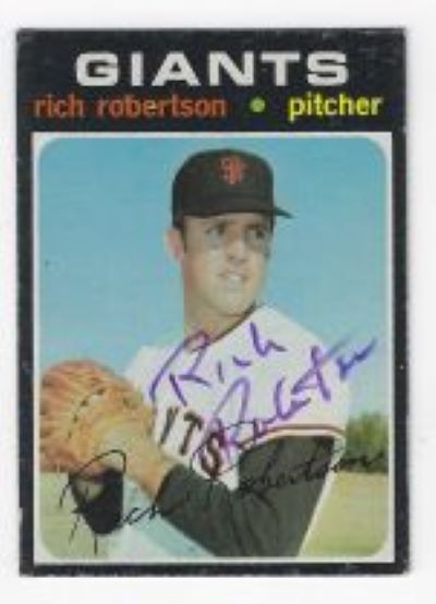 Autographed RICH ROBERTSON San Francisco Giants 1971 Topps Card