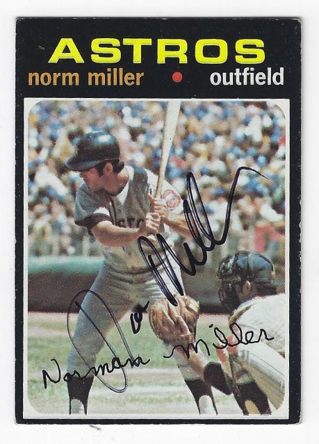Autographed NORM MILLER Houston Astros 1971 Topps Card
