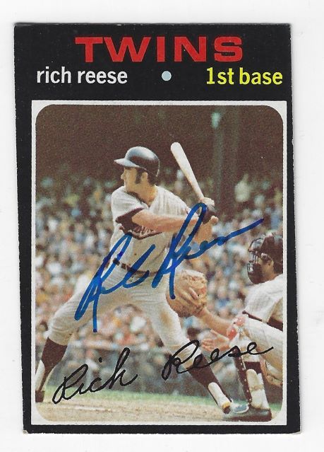 Autographed RICH REESE Minnesota Twins 1971 Topps Card