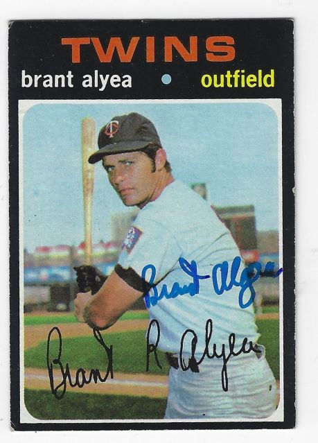 Autographed BRANT ALYEA Minnesota Twins 1971 Topps Card