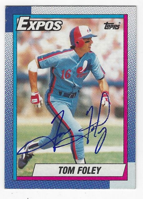 Autographed TOM FOLEY Montreal Expos 1990 Topps Card