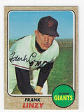 Autographed FRANK LINZY San Francisco Giants 1968 Topps Card