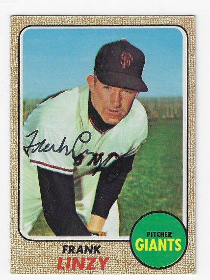 Autographed FRANK LINZY San Francisco Giants 1968 Topps Card
