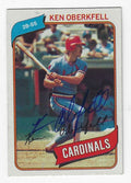 Autographed KEN OBERKFELL St. Louis Cardinals 1980 Topps Card