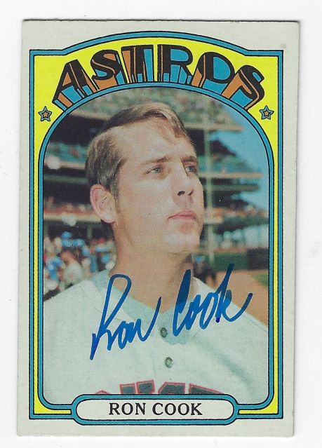 Autographed RON COOK Houston Astros 1972 Topps Card