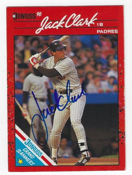 Autographed JACK CLARK San Diego Padres 1990 Donruss Grand Slammers Card