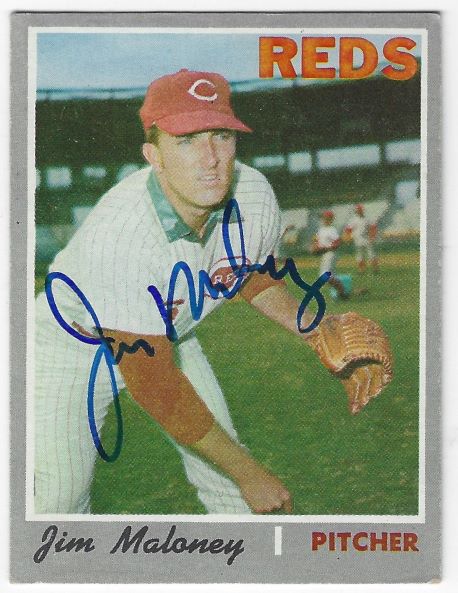 Autographed JIM MALONEY Cincinnati Reds 1970 Topps Card