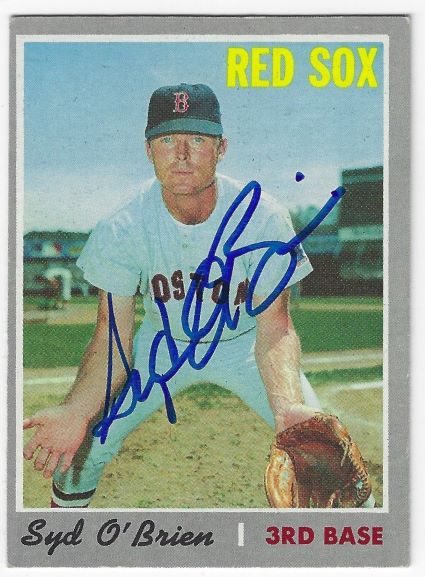Autographed Syd O'Brien Boston Red Sox 1970 Topps card #163