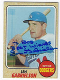 Autographed LEN GABRIELSON Los Angeles Dodgers 1968 Topps Card