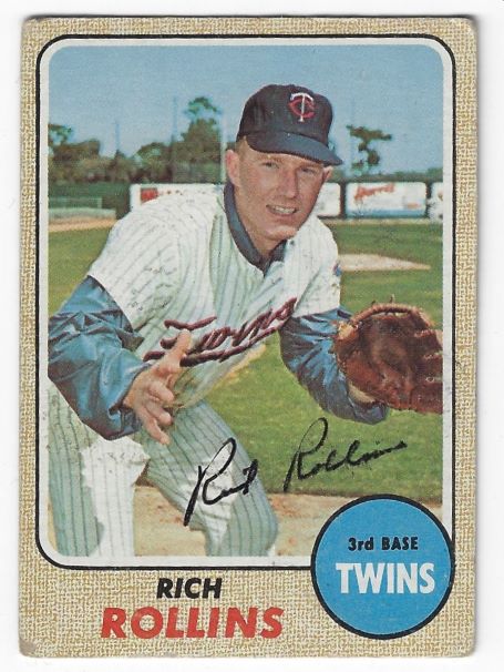 Autographed RICH ROLLINS Minnesota Twins 1968 Topps Card