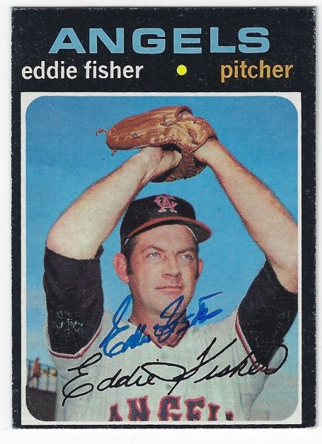 Autographed EDDIE FISHER California Angels 1971 Topps Card