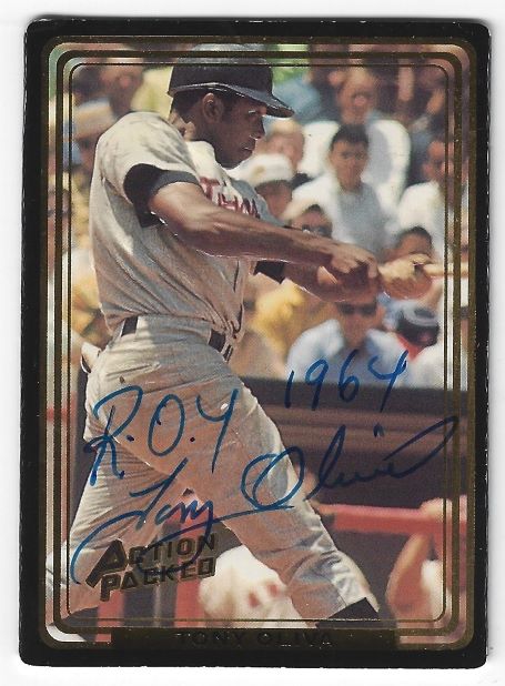 Autographed TONY OLIVA Minnesota Twins 1992 Action Packed Card