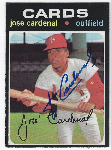 Autographed JOSE CARDENAL St. Louis Cardinals 1971 Topps Card