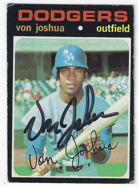 Autographed VON JOSHUA Los Angeles Dodgers 1971 Topps Card