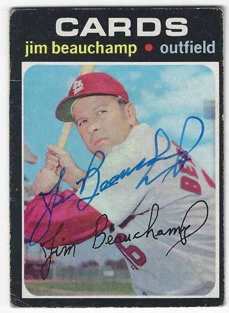 Autographed JIM BEAUCHAMP St. Louis Cardinals 1971 Topps Card