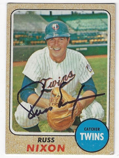 Autographed RUSS NIXON Minnesota Twins 1968 Topps Card