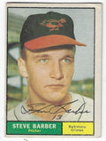 Autographed STEVE BARBER Baltimore Orioles 1961 Topps Card