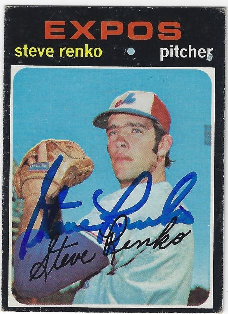 Autographed STEVE RENKO Montreal Expos 1971 Topps Card