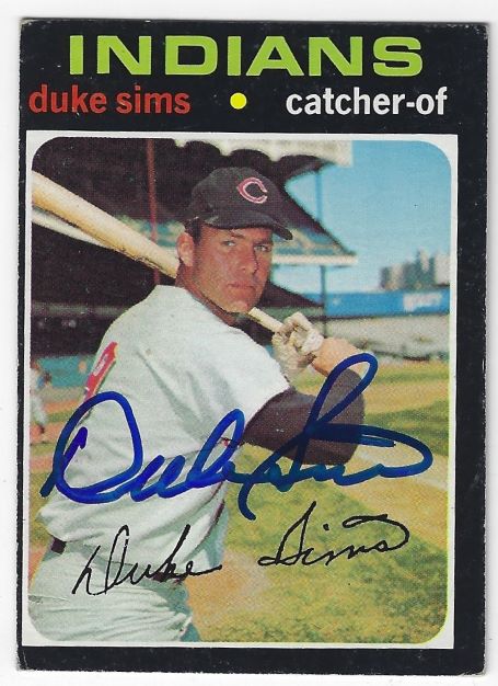 Autographed Duke Sims Cleveland Indians 1971 Topps Card
