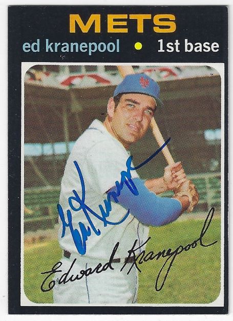 Autographed 1971 Topps Ed Kranepool New York Mets Card