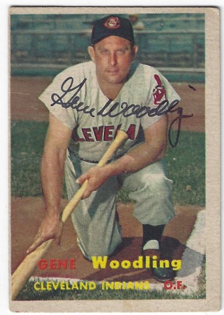 Autographed GENE WOODLING Cleveland Indians 1957 Topps Card