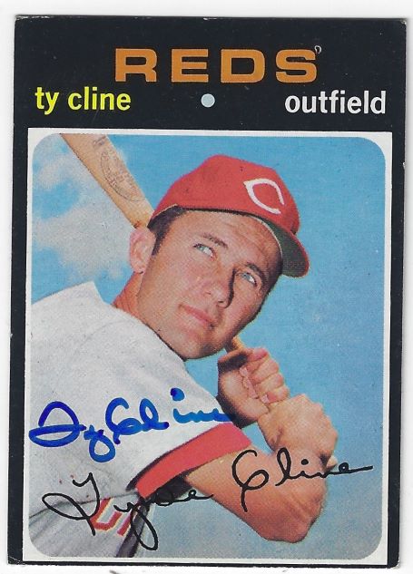 Autographed TY CLINE Cincinnati Reds 1971 Topps Card