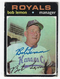 Autographed BOB LEMON Kansas City Royals 1971 Topps Card