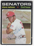Autographed DAVE NELSON Washington Senators 1971 Topps Card