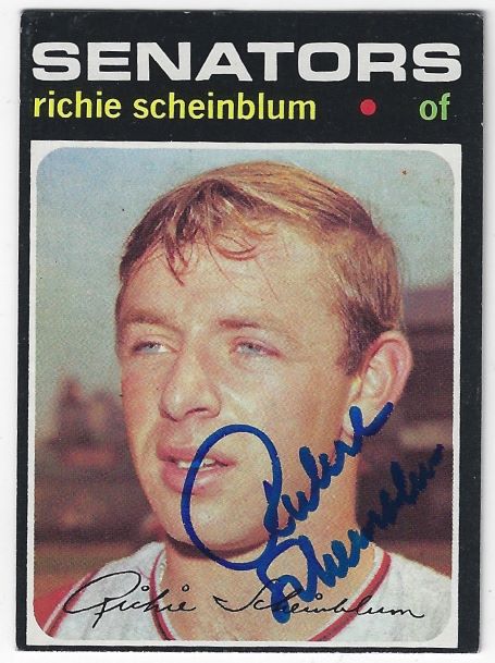 Autographed RICHIE SCHEINBLUM Washington Senators 1971 Topps Card