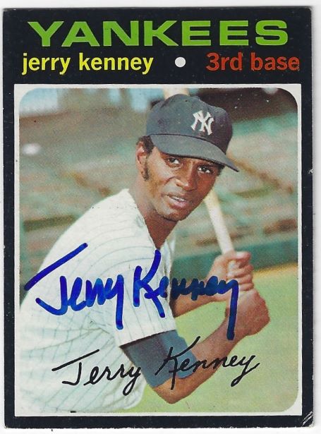 Autographed JERRY KENNEY New York Yankees 1971 Topps card