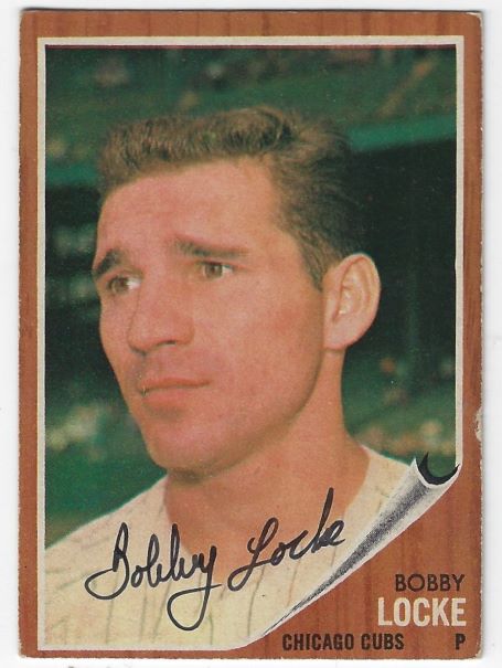 Autographed BOBBY LOCKE Chicago Cubs 1962 Topps Card