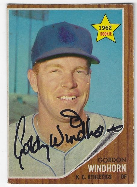 Autographed GORDON WINDHORN Kansas City A's 1962 Topps Card