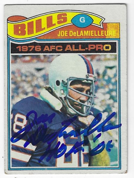 Autographed Joe DeLamielleure Buffalo Bills 1977 Topps Card