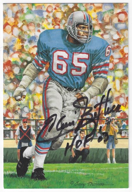 Autographed Elvin Bethea Houston Oilers Goal Line Art Card
