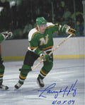 Autographed  LARRY MURPHY "HOF 04" 8X10 Minnesota North Stars photo.