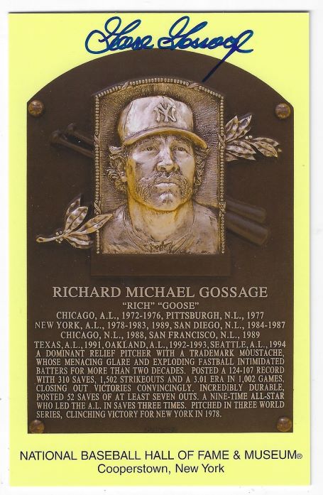 Autographed GOOSE GOSSAGE Hall of Fame Gold Plaque