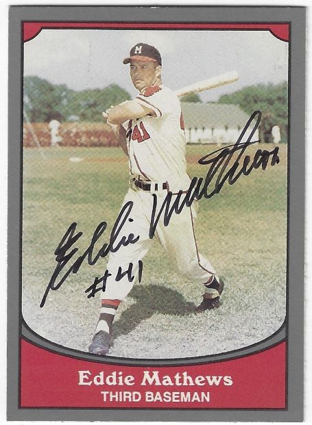 Autographed EDDIE MATHEWS Milwaukee Braves 1990 Pacific Legends Card