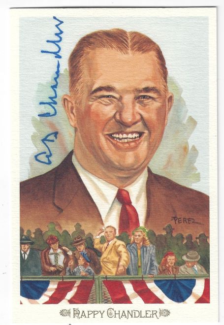 Autographed HAPPY CHANDLER Perez-Steele Celebration Postcard