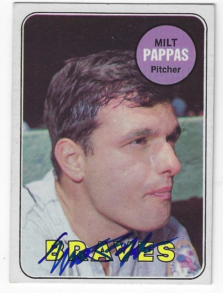 Autographed MILT PAPPAS Atlanta Braves 1969 Topps Card