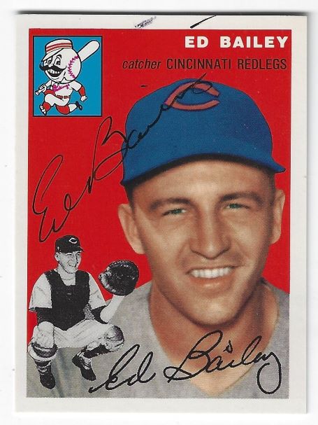 Autographed ED BAILEY Cincinnati Reds 1954 Topps Archives Card