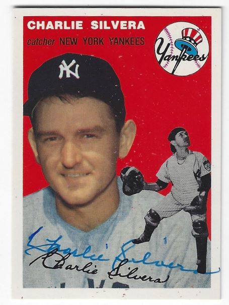 Autographed CHARLIE SILVERA New York Yankees 1954 Topps Archives Card